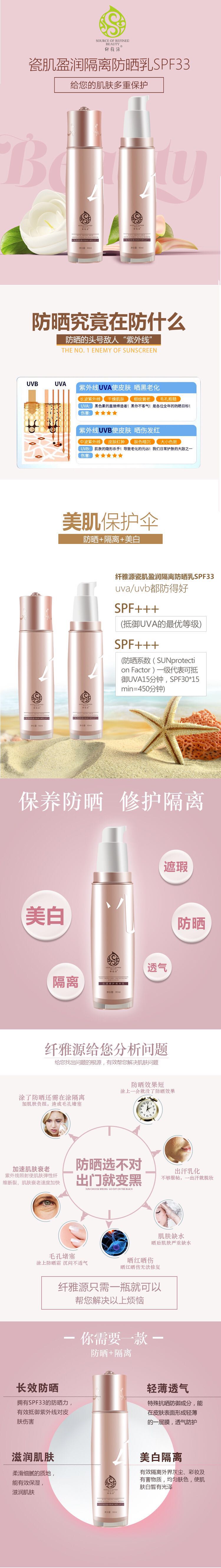 纖雅源瓷肌盈潤隔離防曬乳SPF33（國妝特字號）